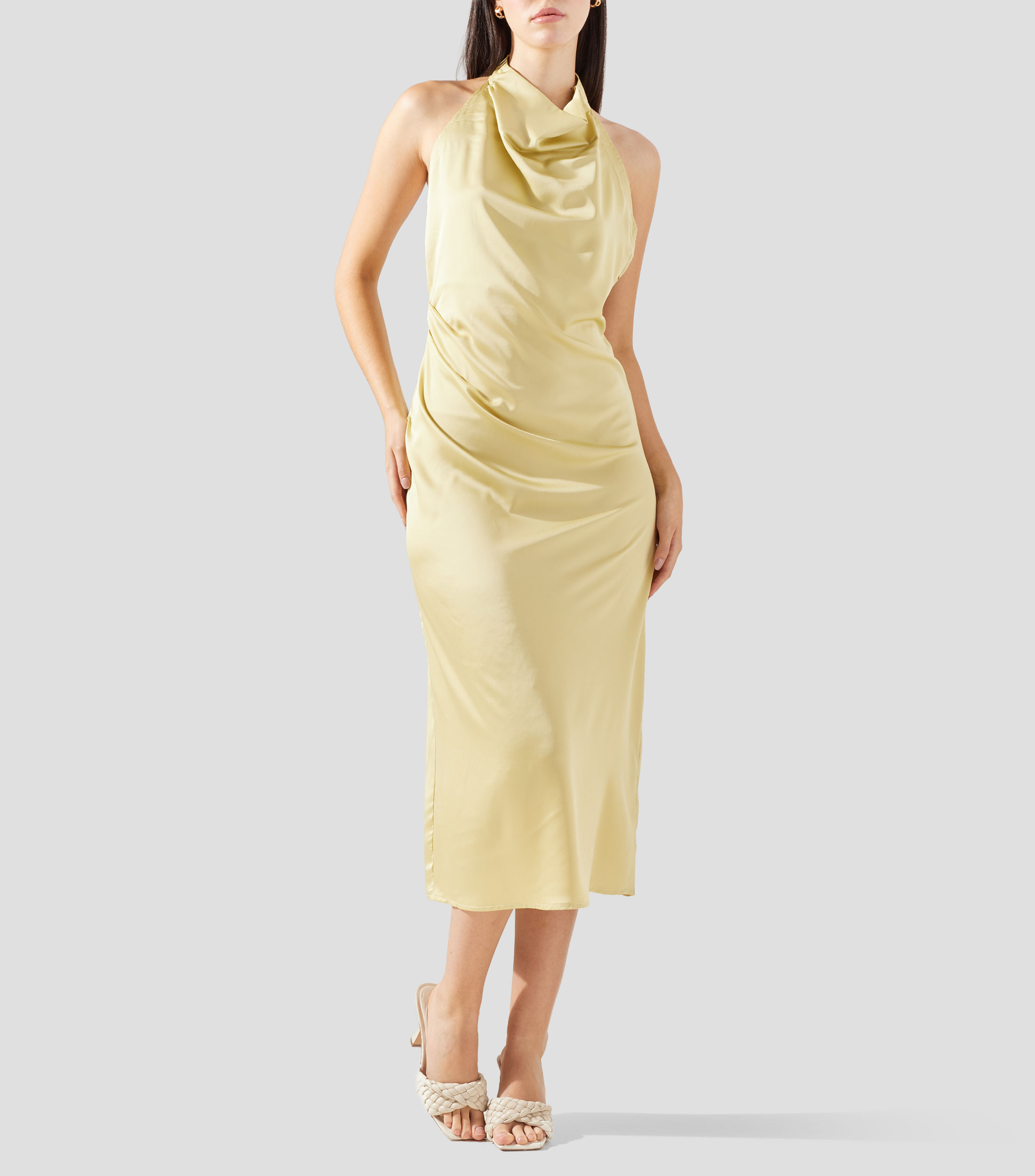 Vestido largo liso Mujer